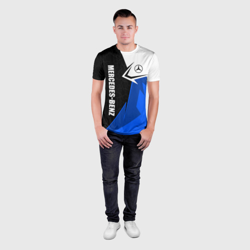 Мужская футболка 3D Slim Мерседес - синяя униформа, цвет 3D печать - фото 4