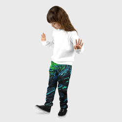 Детские брюки 3D Яркая зеленая краска на темной абстракции - фото 2