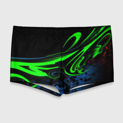 Яркая зеленая краска  на темной абстракции – Мужские купальные плавки 3D с принтом купить со скидкой в -11%