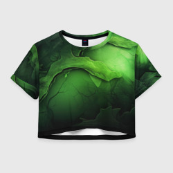 Женская футболка Crop-top 3D Зеленая яркая абстрактная текстура