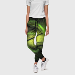 Салатовая яркая абстракция – Женские брюки 3D с принтом купить