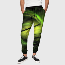 Салатовая яркая абстракция – Мужские брюки 3D с принтом купить