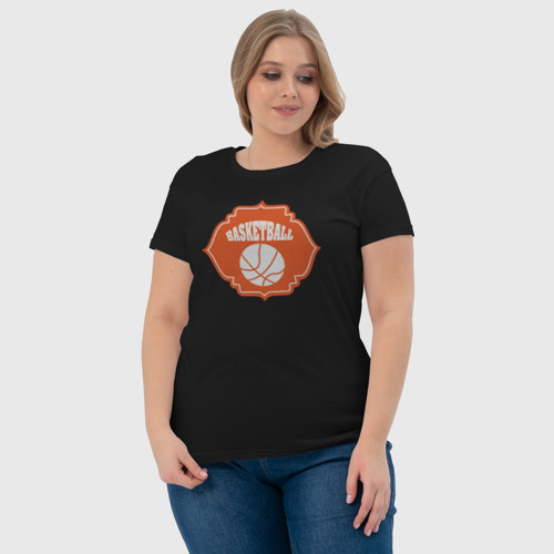 Женская футболка хлопок Баскетбольчик, цвет черный - фото 6