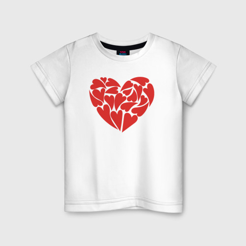 Детская футболка из хлопка с принтом Hearts of love, вид спереди №1