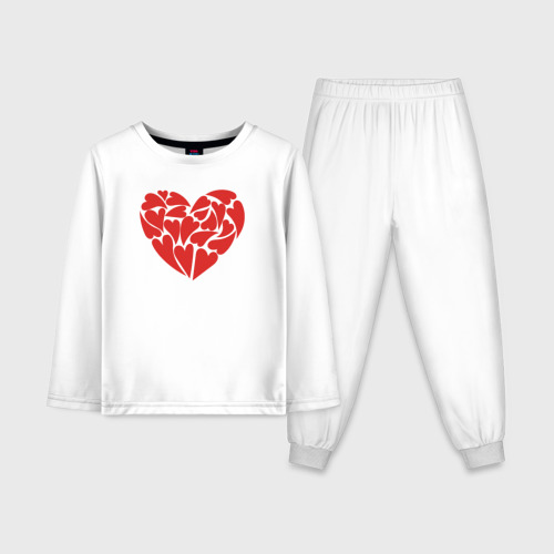 Детская пижама с лонгсливом из хлопка с принтом Hearts of love, вид спереди №1