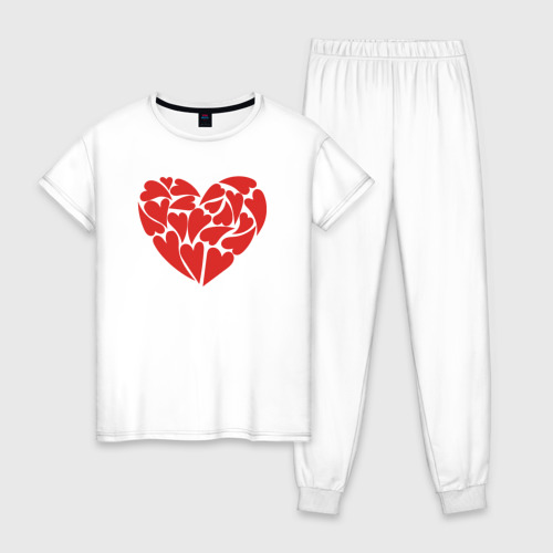 Женская пижама из хлопка с принтом Hearts of love, вид спереди №1