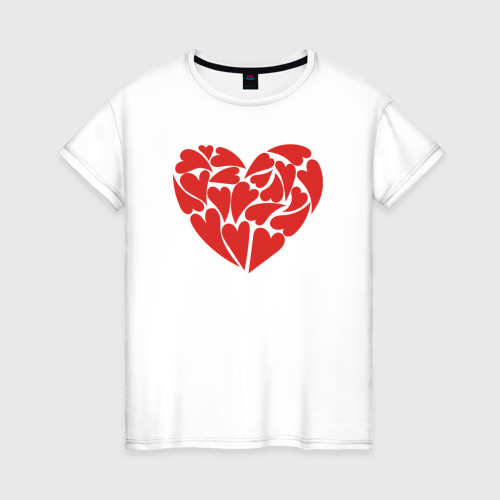 Женская футболка из хлопка с принтом Hearts of love, вид спереди №1
