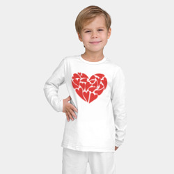 Пижама с принтом Hearts of love для ребенка, вид на модели спереди №2. Цвет основы: белый
