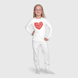 Пижама с принтом Hearts of love для ребенка, вид на модели спереди №4. Цвет основы: белый