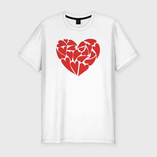 Мужская приталенная футболка из хлопка с принтом Hearts of love, вид спереди №1
