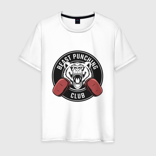 Мужская футболка из хлопка с принтом Клуб зверского удара, вид спереди №1