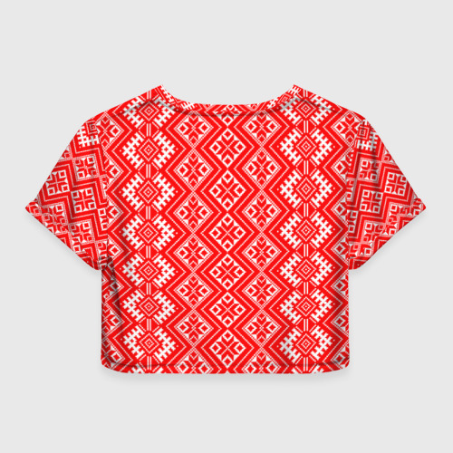 Женская футболка Crop-top 3D Славянский узор вышиванка алатырь, цвет 3D печать - фото 2