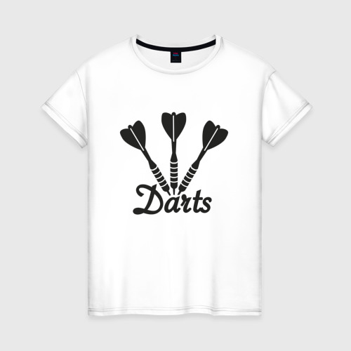 Женская футболка из хлопка с принтом Дротики дартс, вид спереди №1