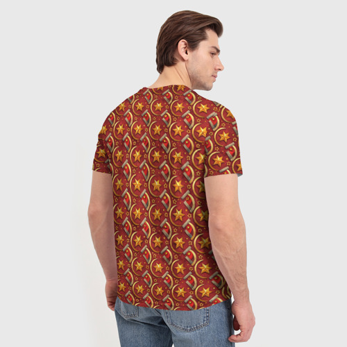 Мужская футболка 3D с принтом Паттерн СССР звезды, вид сзади #2