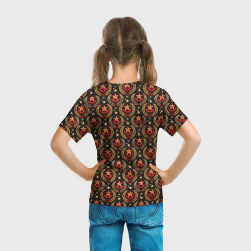 Детская футболка 3D Паттерн СССР черный фон, цвет 3D печать - фото 6