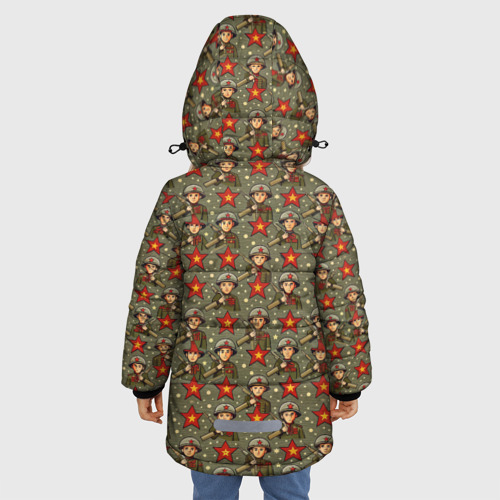 Зимняя куртка для девочек 3D 9 мая солдаты паттерн, цвет черный - фото 4