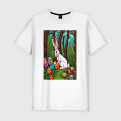 Мужская футболка хлопок Slim Пасхальный кроль в лесу