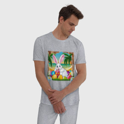 Мужская пижама хлопок Ушастый кроль на пляже - фото 2