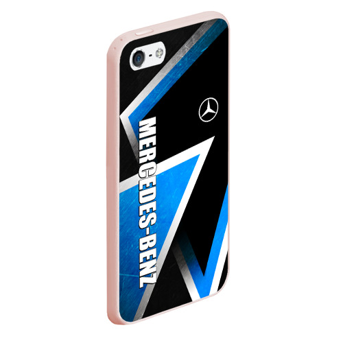 Чехол для iPhone 5/5S матовый Mercedes - blue metal, цвет светло-розовый - фото 3
