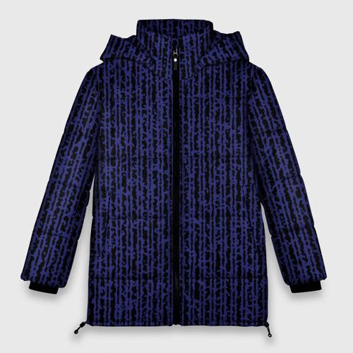 Женская зимняя куртка Oversize Полосатый чёрно-фиолетовый, цвет черный