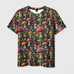 Красные мухоморы в лесу паттерн – Мужская футболка 3D с принтом купить со скидкой в -26%