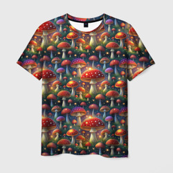Красные мухоморы в  лесу паттерн – Мужская футболка 3D с принтом купить со скидкой в -26%