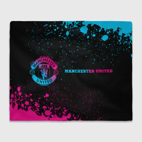 Плед 3D Manchester United - neon gradient по-горизонтали, цвет 3D (велсофт)