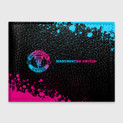 Обложка для студенческого билета Manchester United - neon gradient по-горизонтали