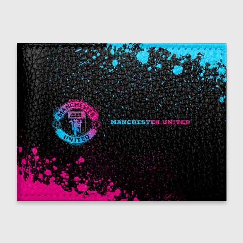 Обложка для студенческого билета Manchester United - neon gradient по-горизонтали