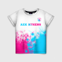 Детская футболка 3D AEK Athens neon gradient style посередине