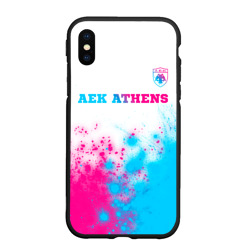 Чехол для iPhone XS Max матовый AEK Athens neon gradient style посередине