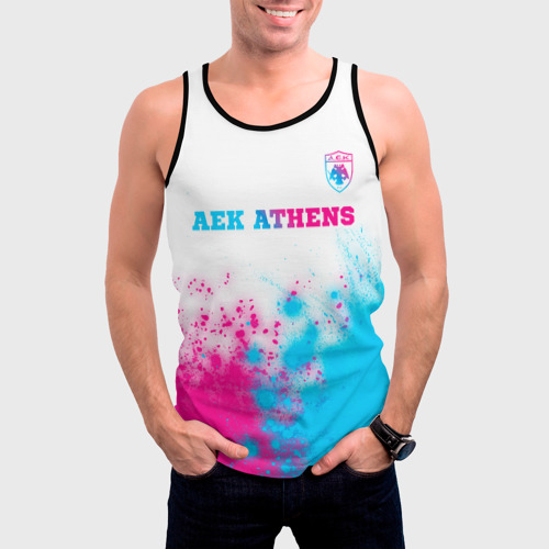 Мужская майка 3D AEK Athens neon gradient style посередине, цвет 3D печать - фото 3