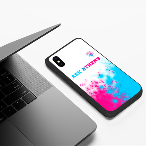 Чехол для iPhone XS Max матовый AEK Athens neon gradient style посередине - фото 5