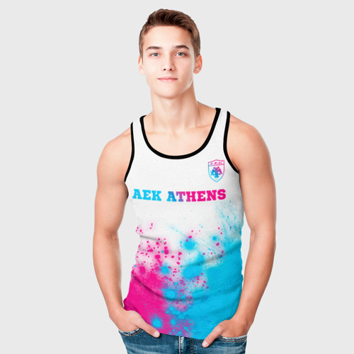 Мужская майка 3D AEK Athens neon gradient style посередине, цвет 3D печать - фото 5