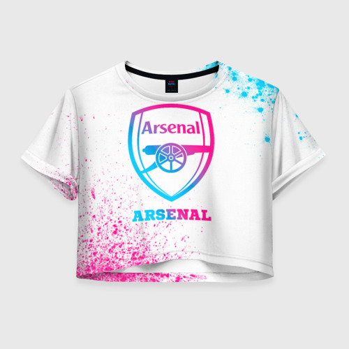 Женская футболка Crop-top 3D Arsenal neon gradient style, цвет 3D печать