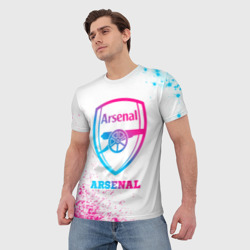 Мужская футболка 3D Arsenal neon gradient style - фото 2