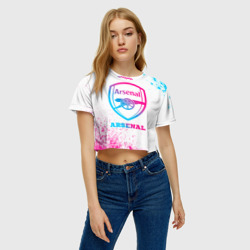 Женская футболка Crop-top 3D Arsenal neon gradient style - фото 2