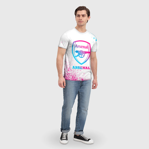 Мужская футболка 3D Arsenal neon gradient style, цвет 3D печать - фото 5