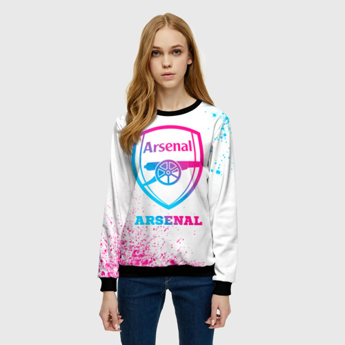 Женский свитшот 3D Arsenal neon gradient style, цвет 3D печать - фото 3