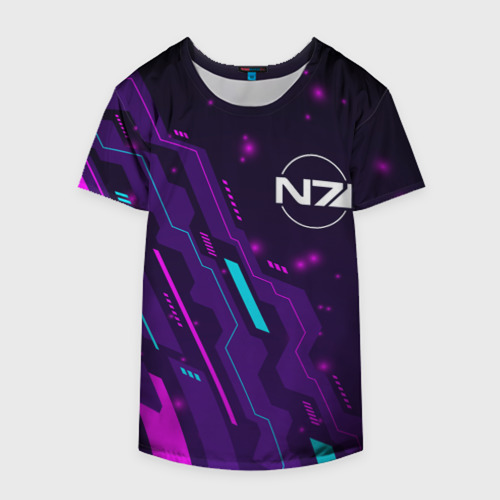 Накидка на куртку 3D Mass Effect neon gaming, цвет 3D печать - фото 4