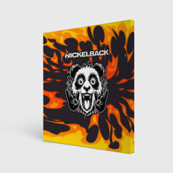 Холст квадратный Nickelback рок панда и огонь