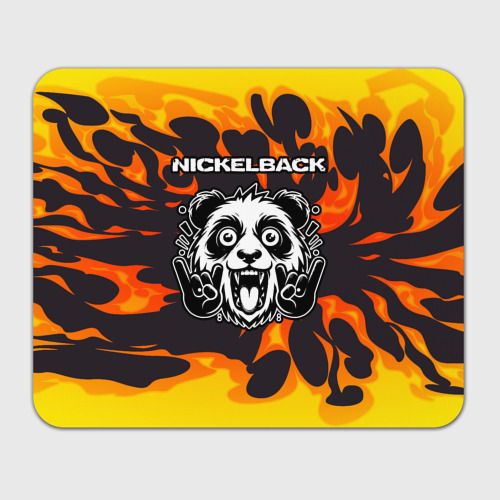 Прямоугольный коврик для мышки Nickelback рок панда и огонь