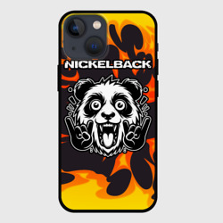 Чехол для iPhone 13 mini Nickelback рок панда и огонь