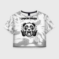 Женская футболка Crop-top 3D Linkin Park рок панда на светлом фоне