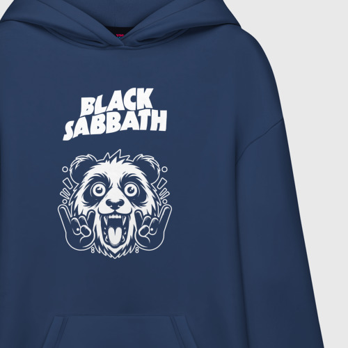 Худи SuperOversize хлопок Black Sabbath rock panda, цвет темно-синий - фото 3