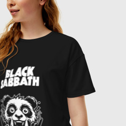 Женская футболка хлопок Oversize Black Sabbath rock panda - фото 2