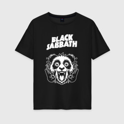 Женская футболка хлопок Oversize Black Sabbath rock panda