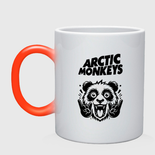 Кружка хамелеон Arctic Monkeys - rock panda, цвет белый + красный