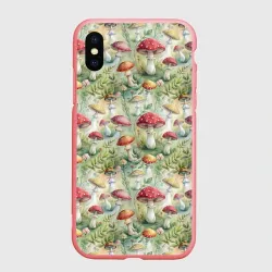 Чехол для iPhone XS Max матовый Дикие грибы лесные   мухоморы 