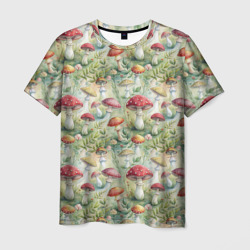 Дикие грибы лесные   мухоморы  – Мужская футболка 3D с принтом купить со скидкой в -26%